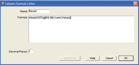 Custom formula for interpolation of standard curve