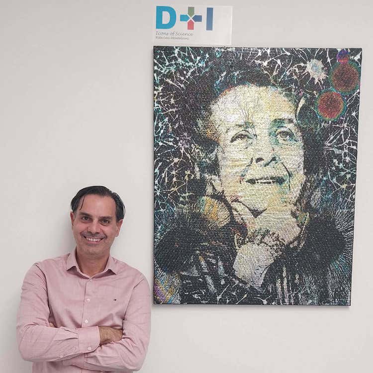 Daniele Tortorella standing with Rita-Levi Montalcini picture