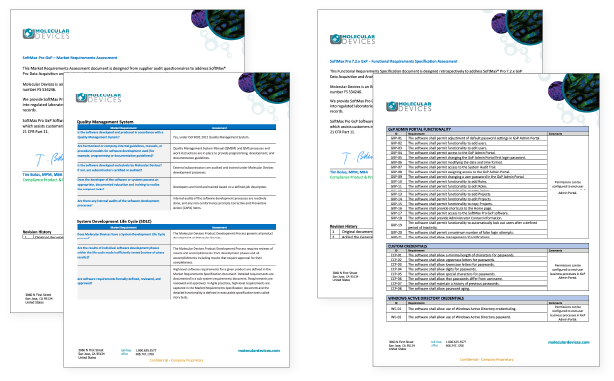 Cuestionario de evaluación de GxP para el software SoftMax Pro GxP