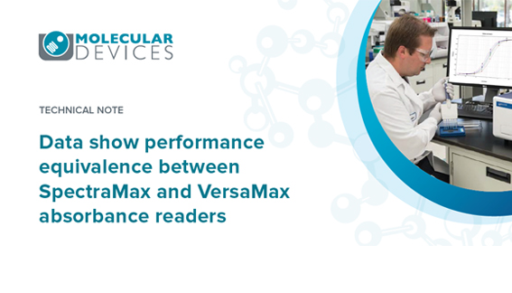 Los datos muestran el rendimiento equivalente entre los lectores de absorbancia SpectraMax y VersaMax